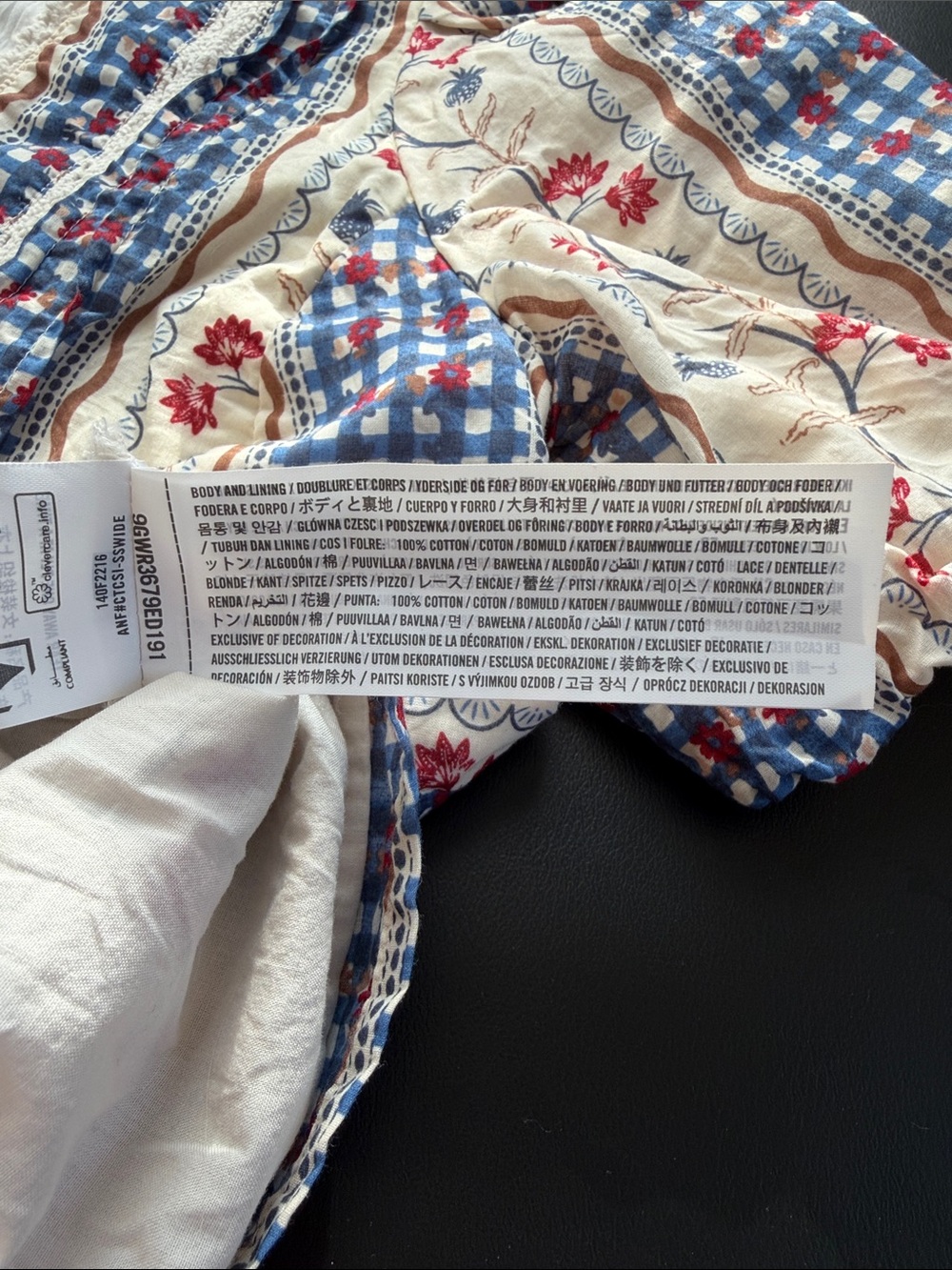 Abercrombie & Fitch Blue and Cream Floral Peplum Blouse - Picture 3 of 3